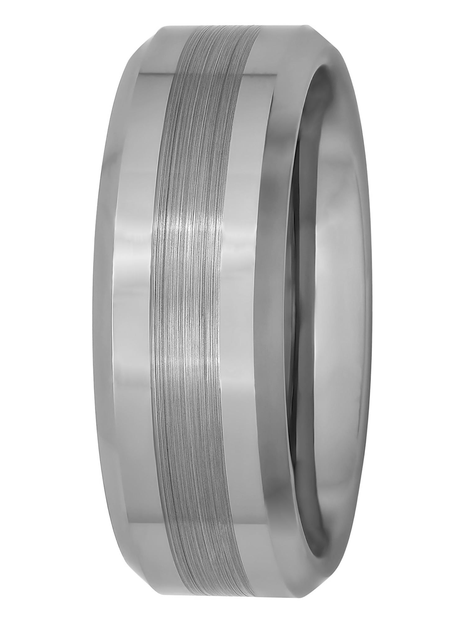 Men's Beveled and Satin Center Ring in Tungsten by Brilliance Fine Jewelry - Wedding Band