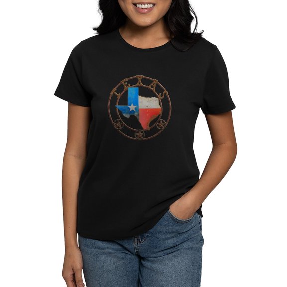 CafePress - Texas Wrought Iron Barn Art T Shirt - Women's Traditional Fit Dark T-Shirt