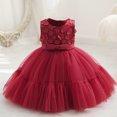 thumbnail image 2 of Yanlir Robe Sans Manches en Maille pour Fille Col Rond Style Princesse Robe de Fête, Vêtements d'Été pour Enfants, Tenue de Jeu Légère et Respirante (Rouge, 5-6 Ans), 2 of 9
