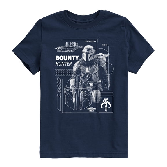 The Mandalorain And Grogu - Bounty Hunter Dark Digital - Youth Boys Short Sleeve Graphic T-Shirt