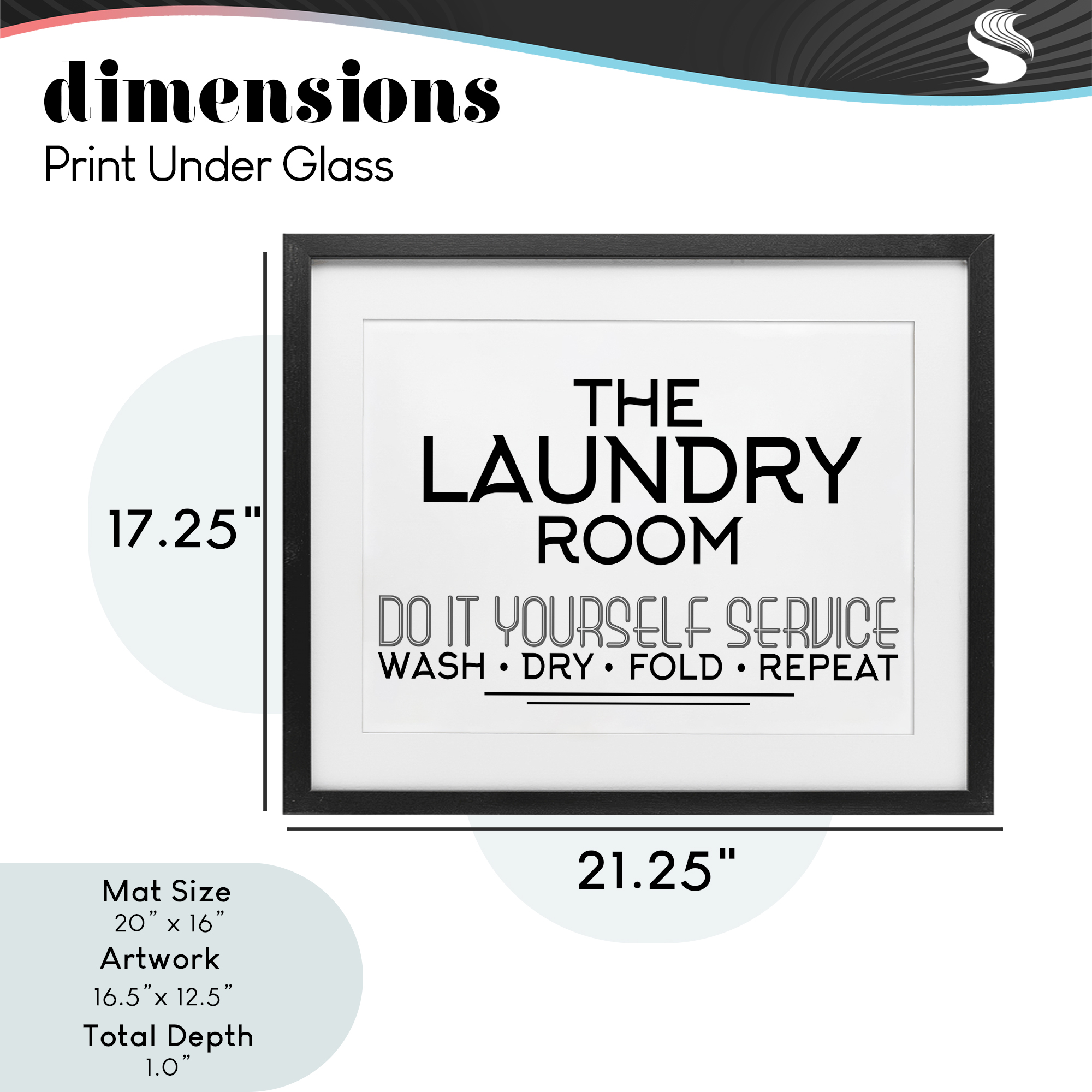 Do It Yourself Laundry Minimal Black Framed Print Under Glass, design by Kim Allen