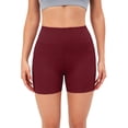 thumbnail image 5 of Dwellite High Waist Yoga Shorts for Women's Tummy Control Fitness Athletic Workout Running Shorts with Deep Pockets Wine S, 5 of 5