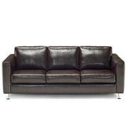 Angle View: Softaly Florence Leather Sofa, Dark Chocolate