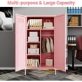 thumbnail image 6 of Metal Wardrobe Coat Cabinet with Adjustable Shelves and Hanging Rod,Storage Closet Locker for Bedroom, Room,Office, Home, School,Almirah for Clothes,Blanket. (2 Door Short Rod, Pink), 6 of 12