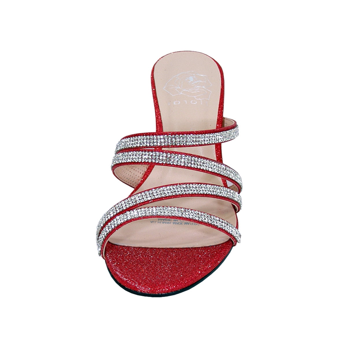 FLORAL Kelly Women Extra Wide Width Rhinestone Strappy Slip On Wedge Heeled Party Sandals