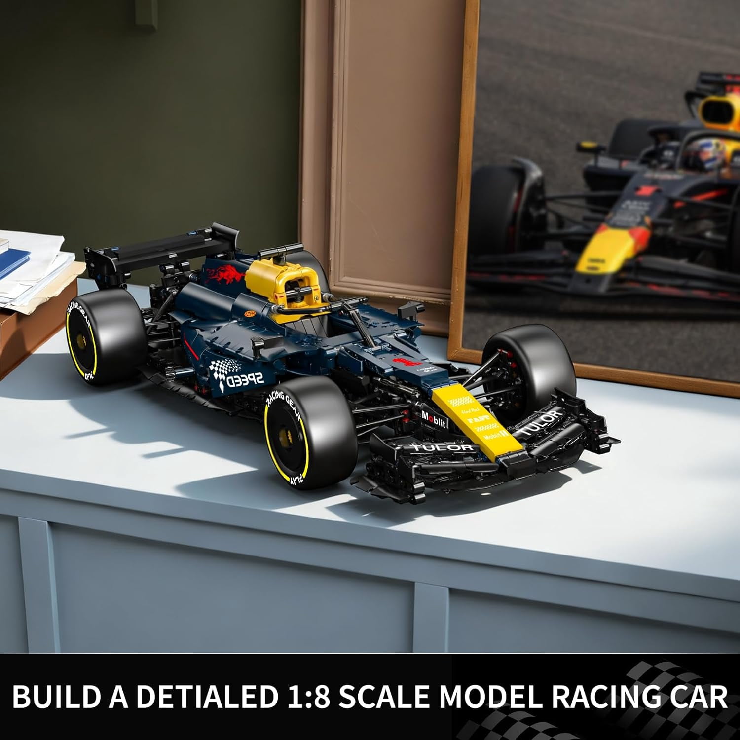 Race Car Model Toys MOC Bricks Collectible Sportscar Building Blocks, Racing Car Building Kits for Adult, Static Version 1,810 Pieces
