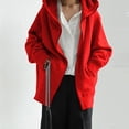 thumbnail image 3 of Women's Streetwear Hooded Coat with Zipper Pocket and Drawstring for Casual Comfort, 3 of 6
