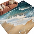 thumbnail image 2 of Blue Ocean Washable Living Room Rugs 5'x8', Wave Texture Beach Abstract Modern Art Low Pile Throw Large Area Rug Non-Slip Sturdy Edge Binding Carpet for Living Room Kitchen Office, 2 of 9