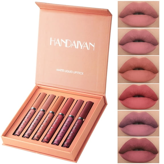 HANDAIYAN 6 Pcs Matte Liquid Lipstick Makeup Set, 6 Lipstick Set Non-stick Matte Lip Gloss Set Multi-color Lipstick