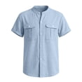 thumbnail image 4 of CAIXIA Boys Button Down Chambray Shirts Casual Short Sleeve Cotton Linen Shirt with Pockets for Kids, 4 of 7