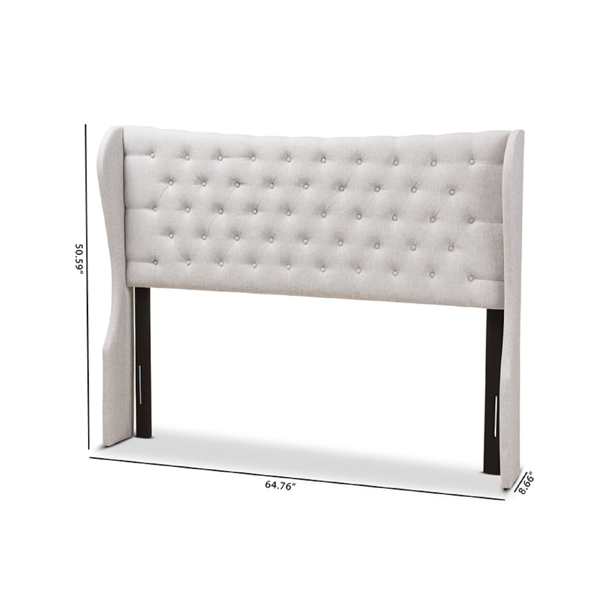 Baxton Studio Cadence Modern and Contemporary Greyish Beige Fabric Button-Tufted Queen Size Winged Headboard,Wholesale