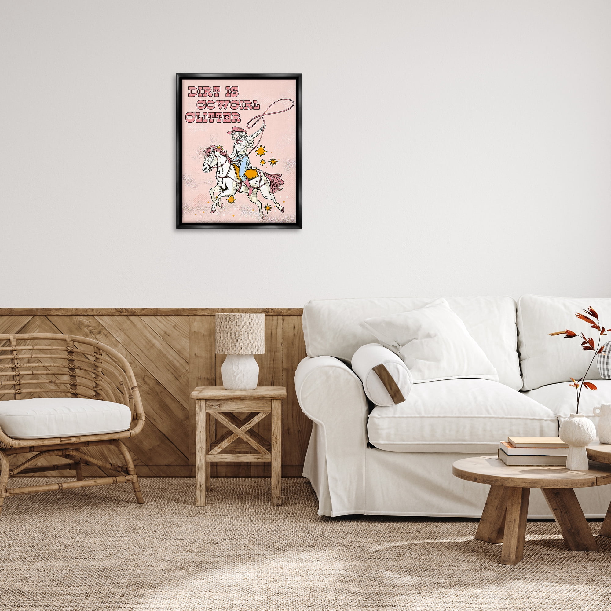 Stupell Industries Dirt Is Cowgirl Glitter Animals & Insects Painting Black Floater Framed Canvas Art Print Wall Art, 25 x 31
