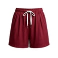 thumbnail image 4 of Women's Soft Cotton Drawstring Mid Waist Shorts, Tummy Control Elastic Waist Lightweight Summer Shorts, Casual Travel Beach Vacation Yoga Lounge Daily Essentials Relaxed Fit, 4 of 5