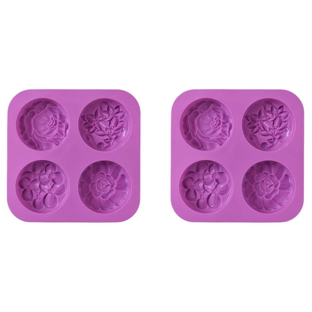 Moldes de Silicona para Jabón de Flores, Molde de Jabón Casero, Muffin, Pudín, Gelatina, Y Tarta de Queso (2 Pieza)