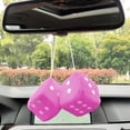 thumbnail image 3 of HUGFEGWE Car Interior Hanging Fuzzy Dice - Mirror Hanging Couple Fuzzy Plush Dice | Auto Rear Mirror Plush Pendant | Lorry Rear View Mirror | Colorful Heart Embroidered Fuzzy Plush Dice CJB91-4569, 3 of 7