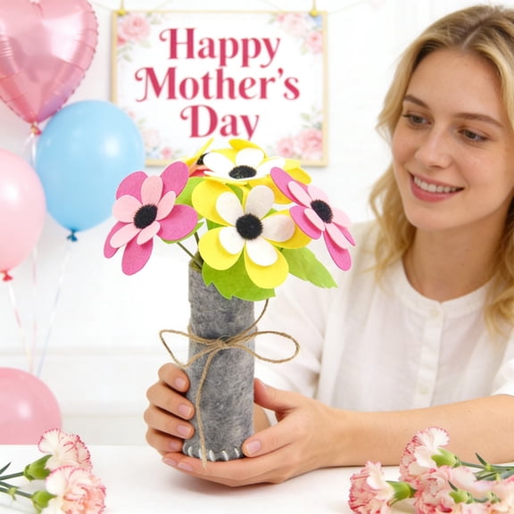 Creative Diy Flower Bouquet for Artificial Flowers Homemade Craft for Mother‘S Day Spring Home Decor Gift, 8X5In (Multicolor1)