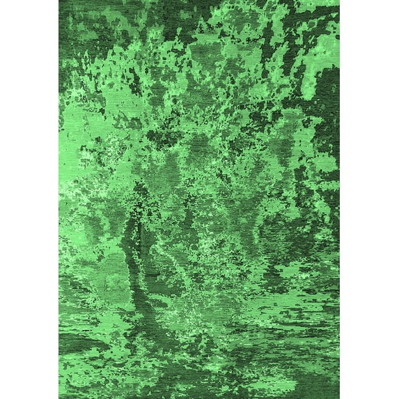 Ahgly Company Indoor Rectangle Oriental Emerald Green Industrial Area Rugs, 5' x 8'