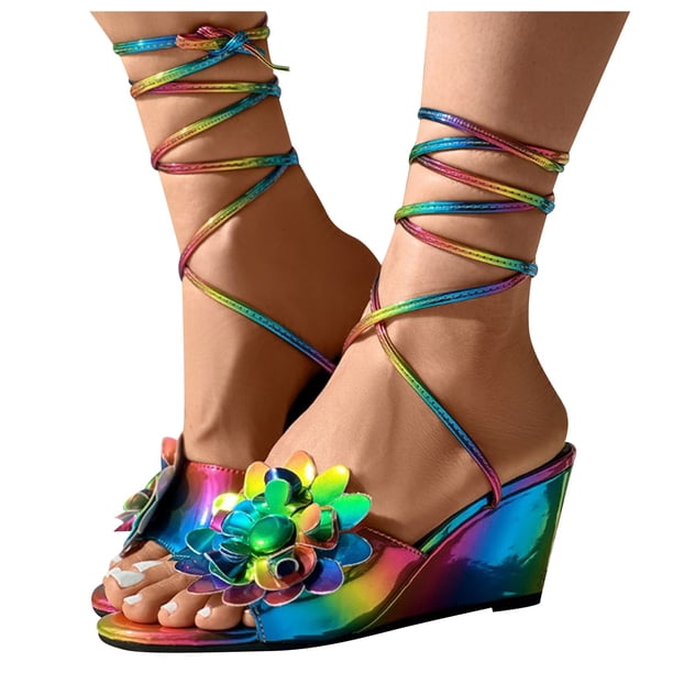 Bmisegm Hot Sandals Women Teen Slippers for Girls Beach Sandals Girls Sandals Women Sandals Platform Sandals Womens Sandals Summer Multicolour 8.5