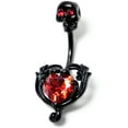 thumbnail image 5 of Body Candy Womens Steel Black Piercing Passion Heart Skull Mens Double Mount Belly Button Ring, 5 of 7
