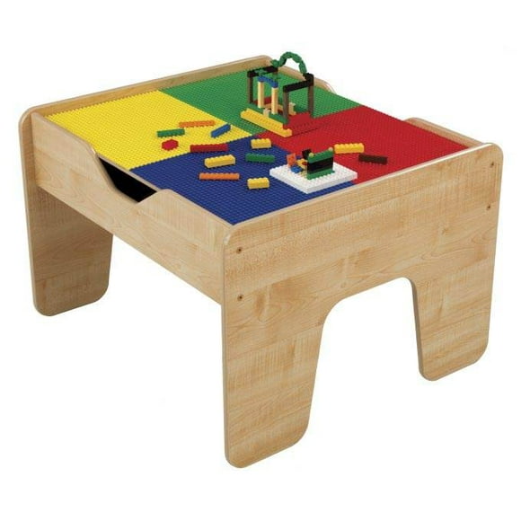 KidKraft 2-en-1 Table de Jeu d'Activité avec Panneau de Bloc de Construction en Plastique Multicolore