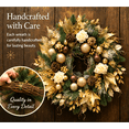 thumbnail image 6 of 24 Inch Artificial Christmas Wreath with Gold Leaves, Champagne and Bronze Ornaments, Pinecones and Ivory Roses, Elegant Holiday Door Decor, 6 of 9
