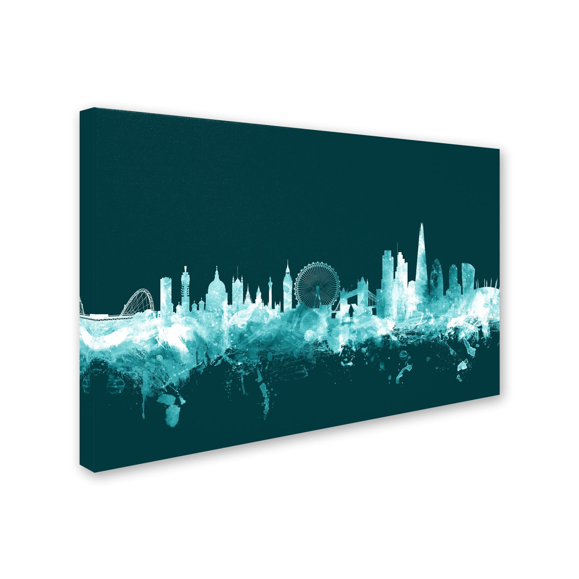 Trademark Fine Art "London England Skyline Teal" Canvas Art by Michael Tompsett