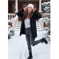 thumbnail image 5 of SHEWIN Women's Hooded Puffer Jacket Winter Warm Full Zip Up Oversized Short Quilted Coat with Pockets Petite, 5 of 12