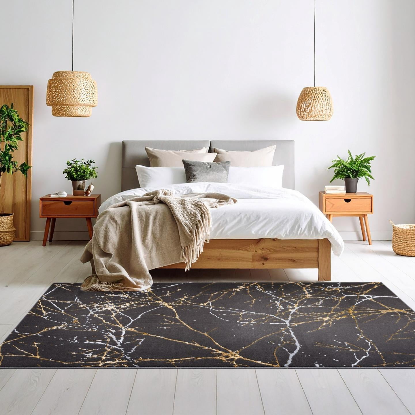 LUXE WEAVERS Modern Abstract Nature Black 4x6 Area Rug, Non-Shedding Carpet
