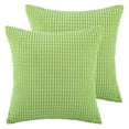 thumbnail image 4 of Phantoscope Soft Corduroy Corn Striped Velvet Series Decorative Throw Pillow Covers for Sofa Couch, 18" x 18", Yellow Green, 2 Pack, 4 of 5