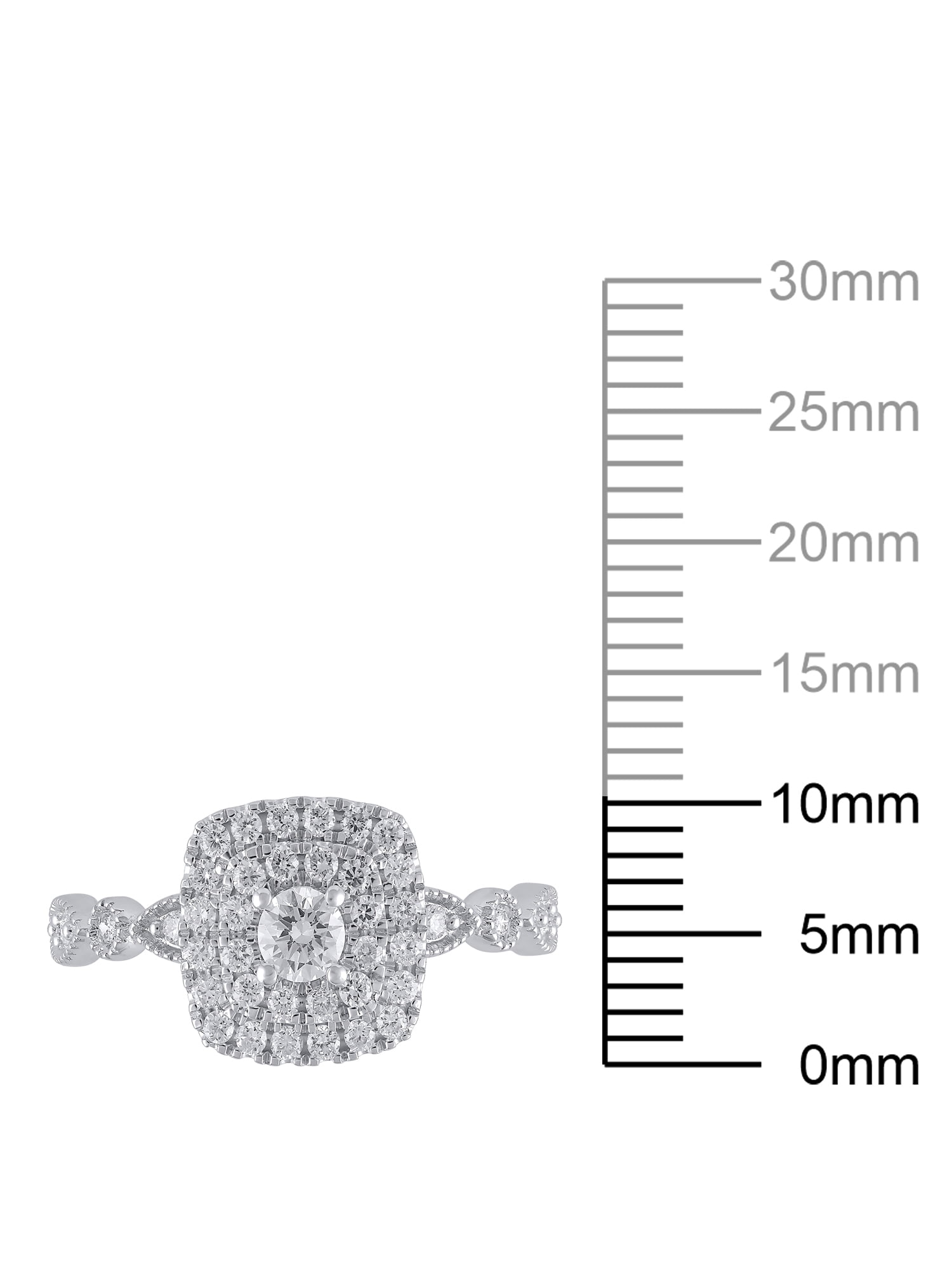 Brilliance Fine Jewelry Lab Grown Diamond Cushion Frame Engagement Women Ring 1/2 ct Sterling Silver