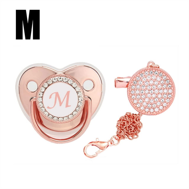 DPTALR Baby Pacifier 26 Letter Name Initial Clip Silicone Infant Nipple Bling Newborn Pacifier