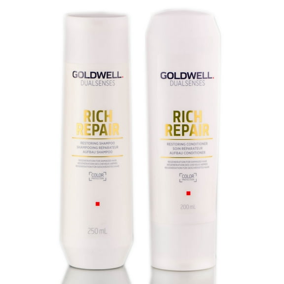 Set A , Goldwell Kit -Dualsenses Rich Repair Restoring Shampoo & Conditioner, hair scalp beauty - Pack of 3 w/ Sleek 3-in-1 Comb/Brush