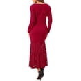 thumbnail image 3 of INSPIRE CHIC Women's Lace Dress Formal Fishtail Boat Neck Long Sleeve Wedding Guest Evening Dress S Burgundy, 3 of 6