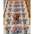 thumbnail image 2 of Red Orange Flower Stair Treads Non Slip for Steps Independence Day U.S. Flag America Watercolor 4 Pcs Reusable Adhesive Stair Runner Mats for Dogs Elders Carpet Treads Rugs for Staircase 8x30 In, 2 of 7