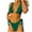 Green, variant on WREESH Womens Crochet Bikini Sets High Cut Bikini Split Bikini Two-Piece Print Beach Swimsuit Beachwear Bathing Suits White
