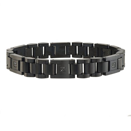 Ax Jewelry Mens 1 10ct Black Diamond Bracelet In Stainless Steel Mens 1 10ct Black Diamond Bracelet In Stainless Steel