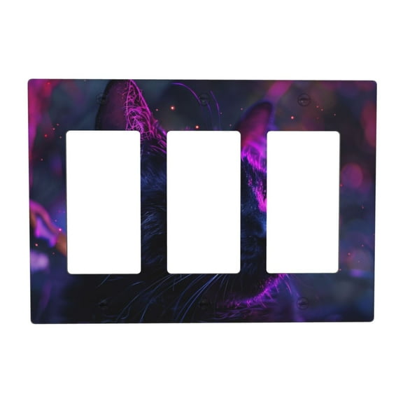 Neon Cat Switch Cover Decorative Wall Plate 3-Gang Standard Size