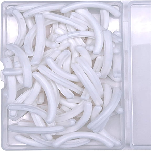 80 pcs Eyelash Curler Refills, Eyelash Curler Pads, Silicone Rubber Universal Eye lash Curler Replacement Refills with Clear Storage Box (White)