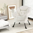 thumbnail image 4 of Costway Large Lazy Chair with Cozy Head Pillow Stylish Tufted Back & Seat Armrests Beige, 4 of 8