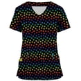 thumbnail image 6 of JINMGG Womens Tops Clearacne Women Tops Short Sleeve V-neck Tops Working Uniform Tie-Dye Gradient Rainbow Floral Print with Fours Pockets Blouse, 6 of 6