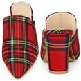 thumbnail image 3 of Unique Bargains Women's Pointed Toe Slip on Chunky Heels Houndstooth Slide Mules, 3 of 6