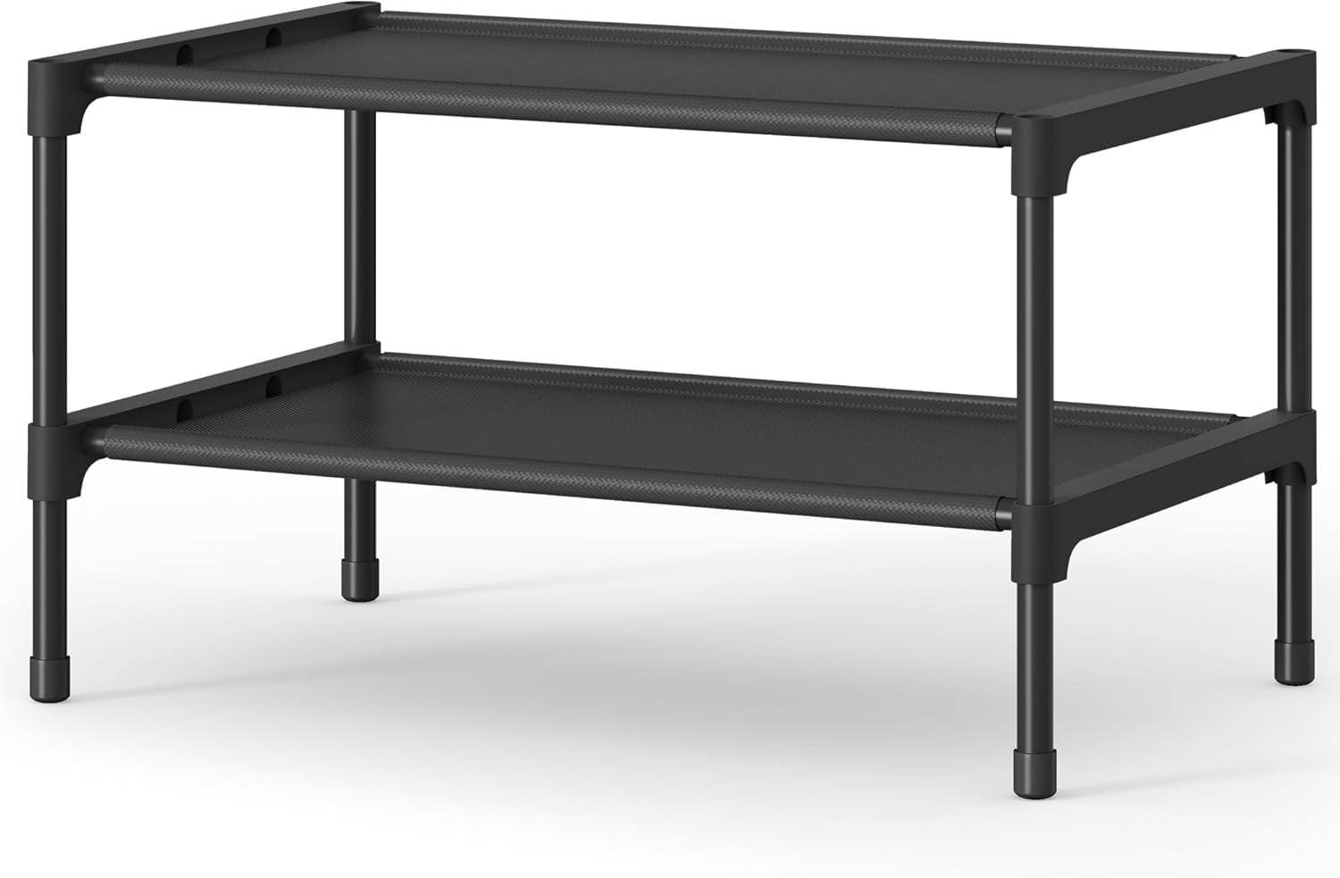 4-Tier Shoe Rack Organizer Space Saving Metal Frame Non-Woven Fabric Storage Shelf Entryway Organizer 11.7 x 24.5 x 27.7 Inches Black