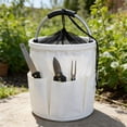 thumbnail image 1 of Linnome Portable Storage Basket Drawstring Closure Multi Functional Folding Organizer Gardening Tool Camping Bag Foldable Cloth White, 1 of 6