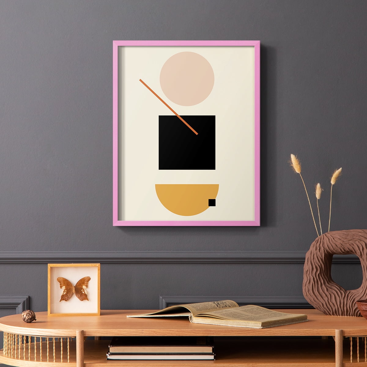 Simple Shape in Pink Solid Wood 11 x 14 Framed Print