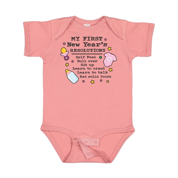 Inktastic My First New Years Resolutions with Baby Clip Art and Stars Girls Baby Bodysuit