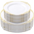 thumbnail image 1 of Bestluck 100 PCS White and Gold Plastic Plates for 50 Guests, Gold Disposable Plates Include 50 PCS Dinner Plates, 50 PCS Dessert Plates for Party, Wedding and Graduation, 1 of 7