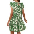 thumbnail image 3 of asddcavvf Dresses for Women Women's Spring/Summer Round Neck Flared Sleeve Floral Print Dress With R, 3 of 9