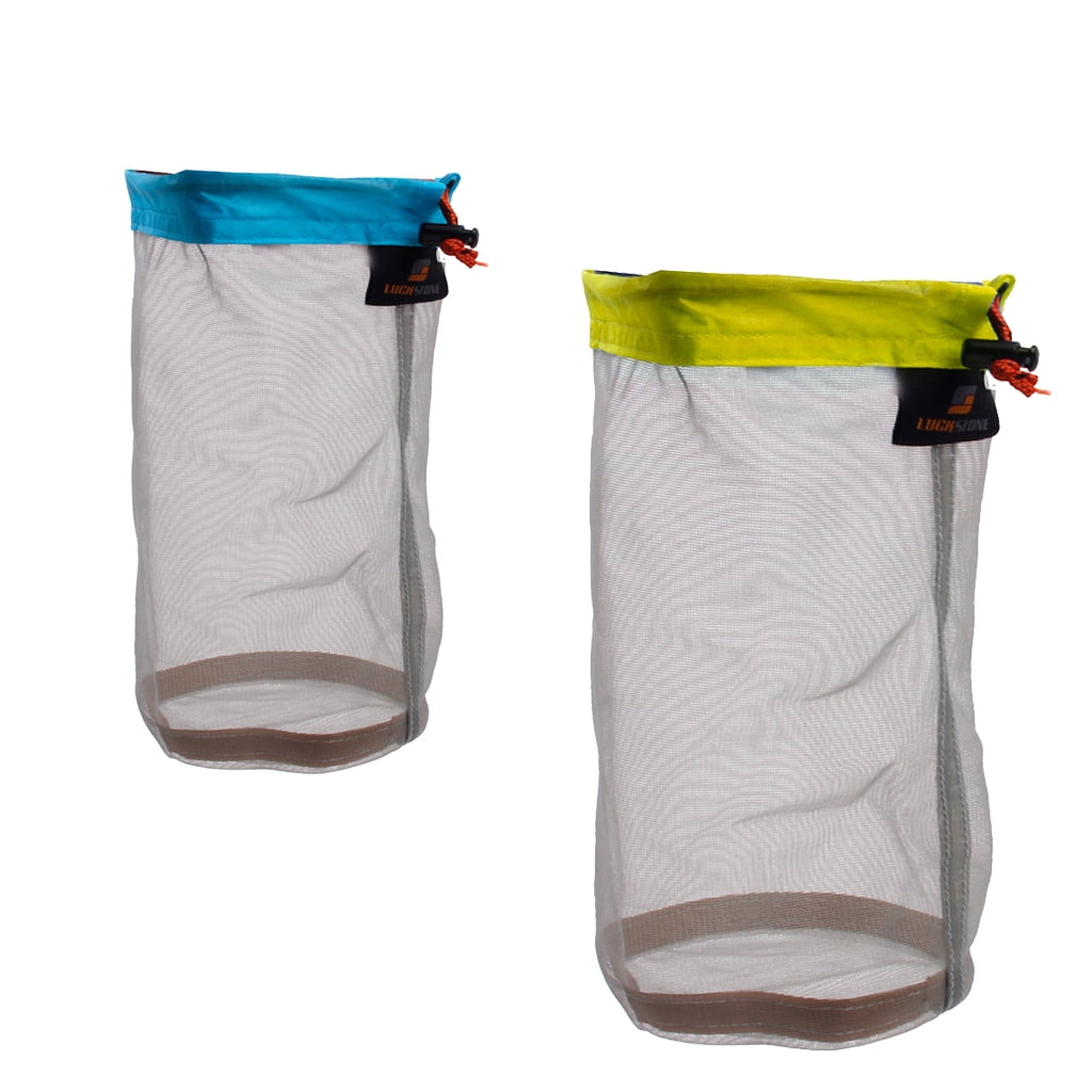 Large & Small 2pcs -light Drawstring Mesh Stuff Sack Camping Travel