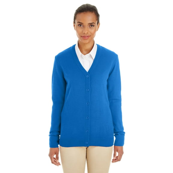 M425W Harriton Ladies' Pilbloc V-Neck Cardigan Sweater True Royal XS