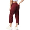 thumbnail image 4 of Satankud Women's Cargo Capris Hiking Pants Lightweight Quick Dry Outdoor Athletic Casual Loose Comfy Elastic Waist with Pockets Wine M, 4 of 9
